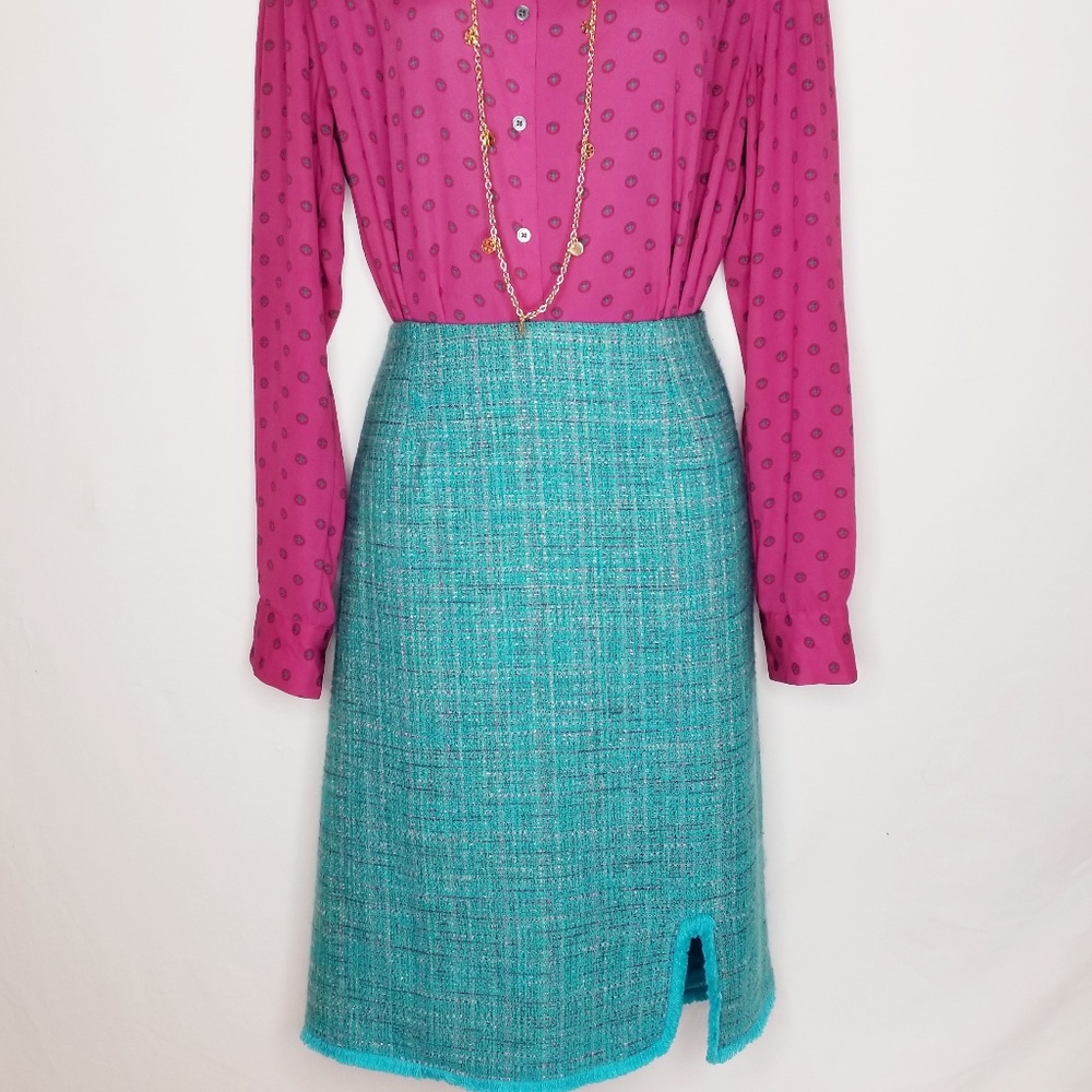 Vintage Size 12 Nancy Bolen turquoise skirt